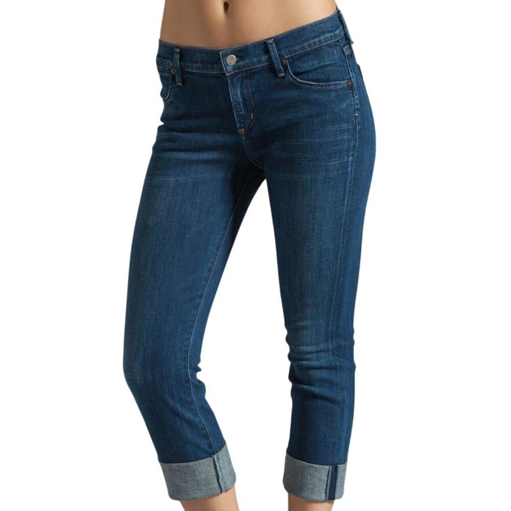 Citizens of Humanity Women's Dani Cropped Straight Leg Blue Size 32 Cuffed Envy